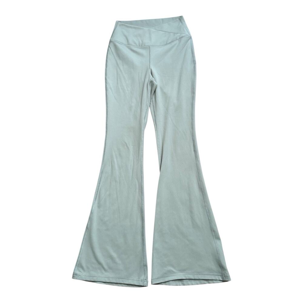 Yogalicious Lux Madison Crossover Flare Leggings Womens M Sage Green Yoga Pants